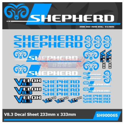 Shepherd 900065 Velox V8.3 Decals "Shepherd 8.3" Blue/White